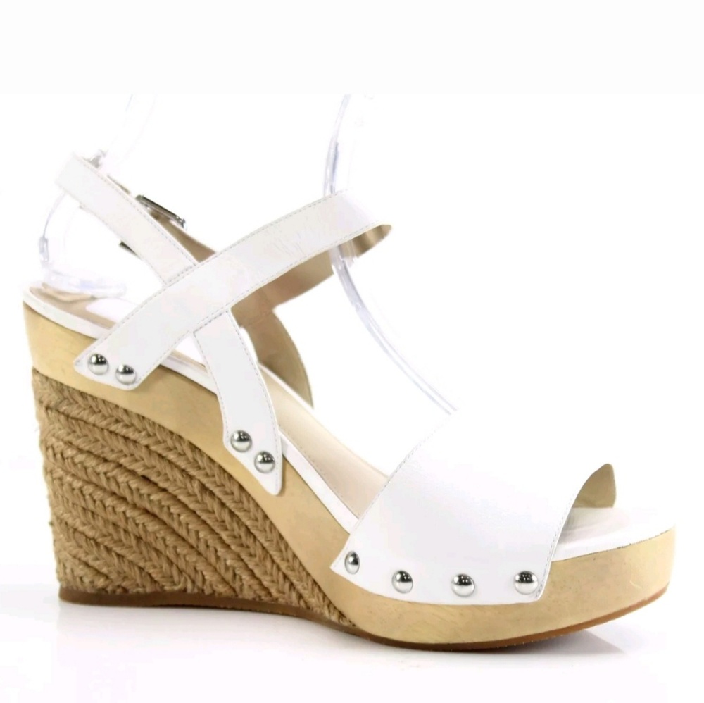 🌷Via Spiga White Leather Espadrille Wedges 9.5